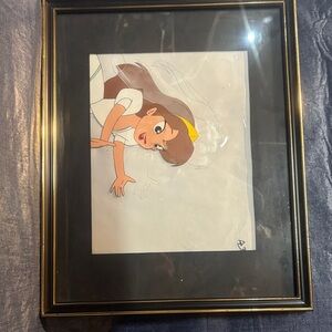 Framed Art animated Cell with Brown and Yellow Accents